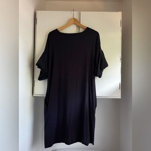 COS midi dress with silk bell fold sleeves and pockets